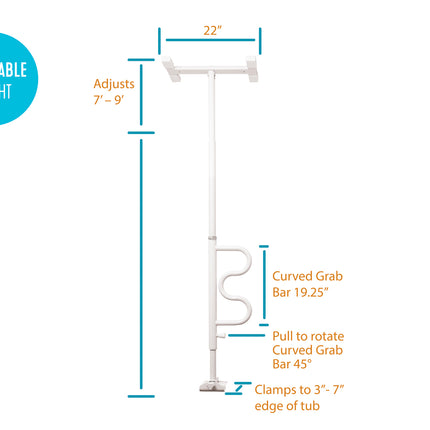 Bathtub Security Pole and Curve Grab Bar