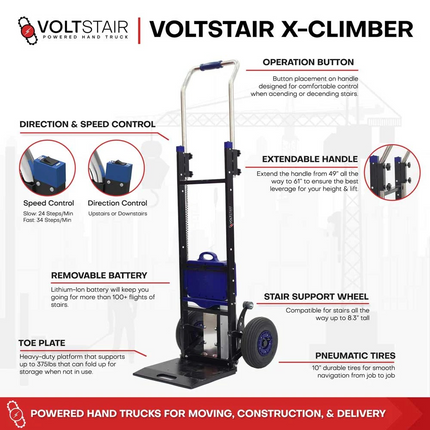 Voltstair X-Climber – Motorized Stair Climbing Hand Truck with 375 lb Capacity