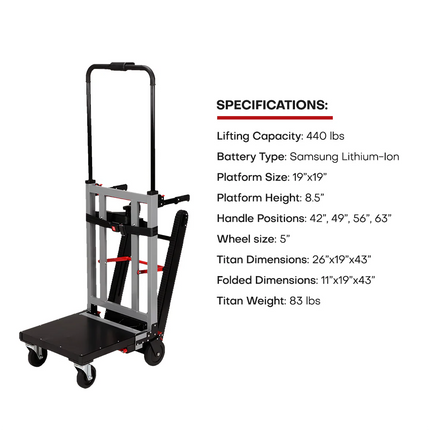 Voltstair Titan – Electric Stair Climbing Hand Truck with 440 lb Capacity